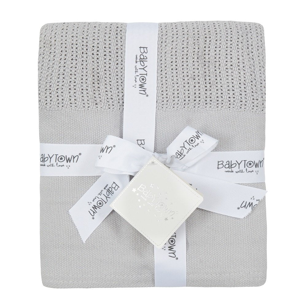Grey Heavy Knit Cellular Blanket