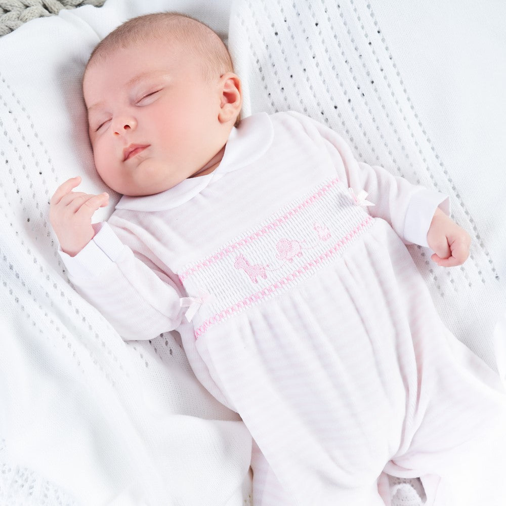Toy Stripe Velour Sleepsuit