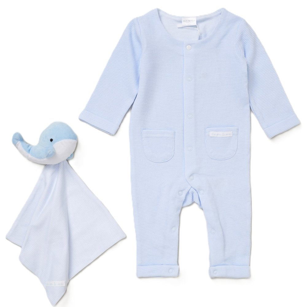 Blue Waffle Romper With matching toy