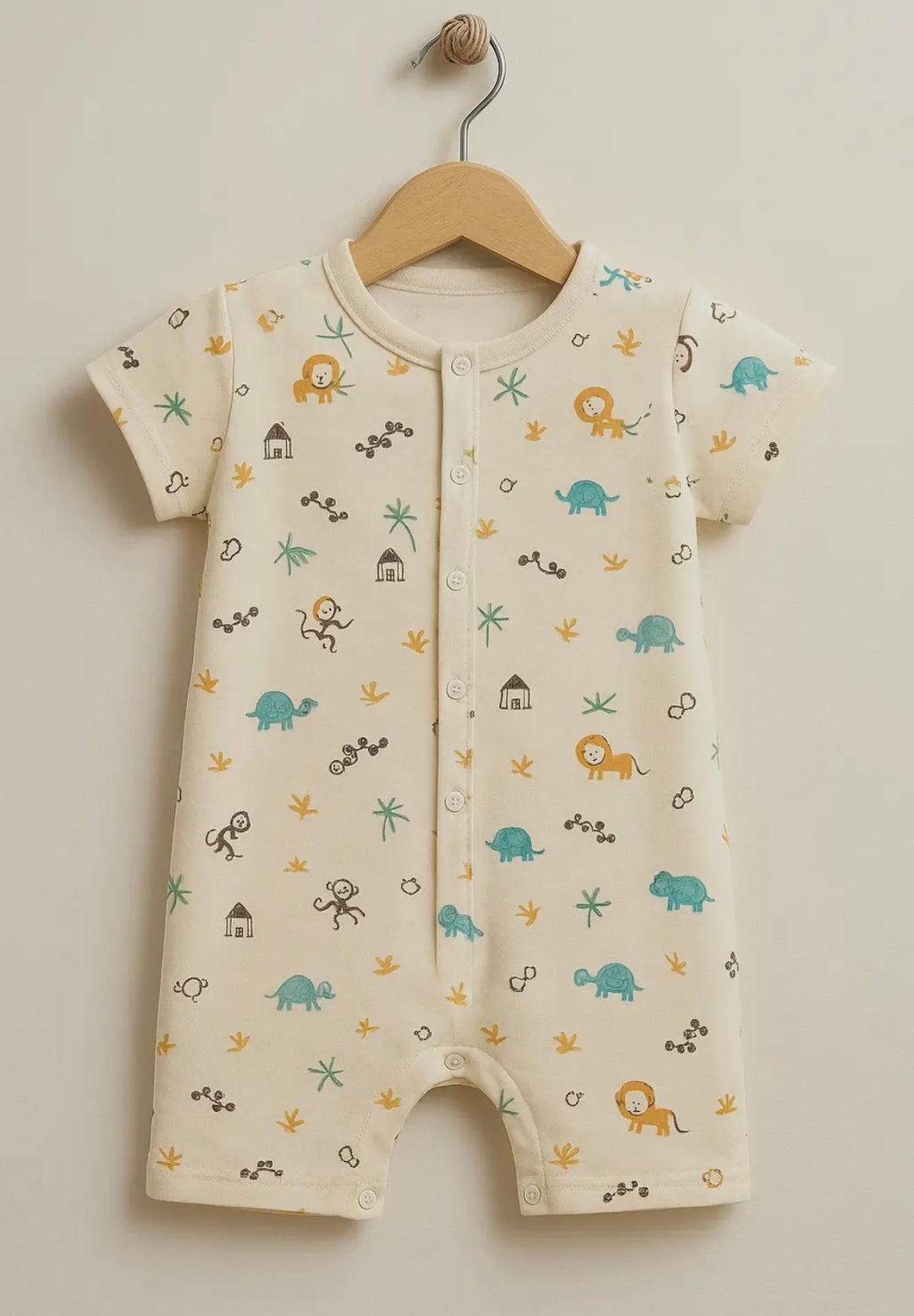Beige Summer Animal Print Romper