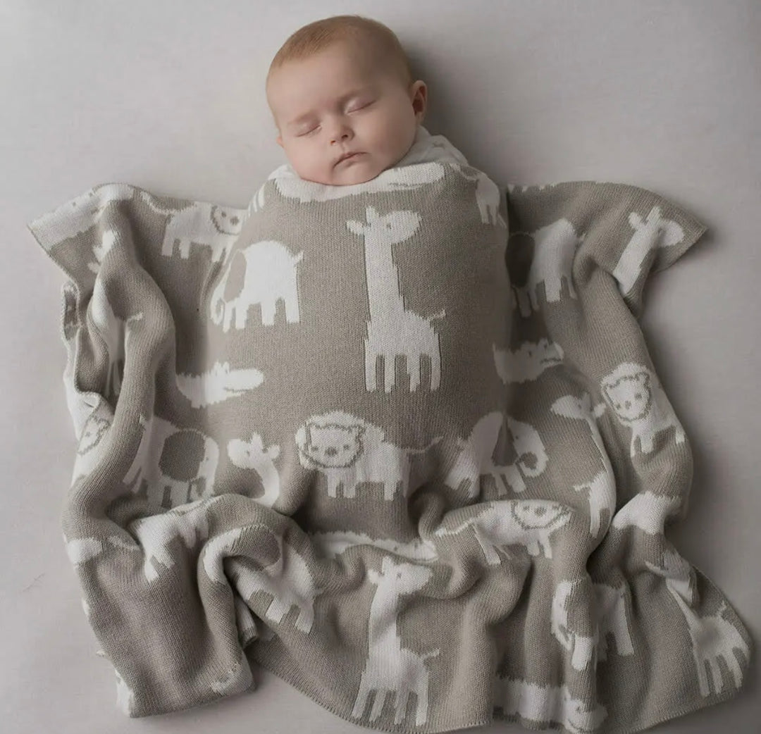 Large Grey & White Safari Blanket