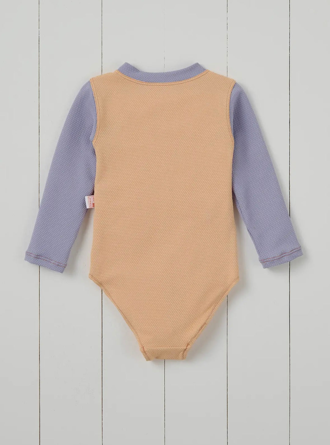 Peach Ribbed long sleeved swimsuit