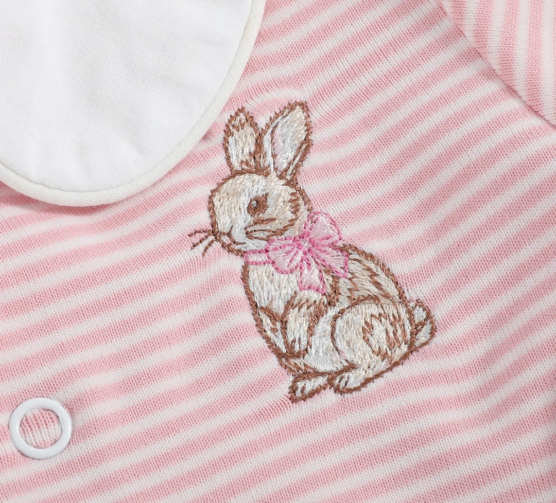 Pink Bunny Embroidered Baby Grow