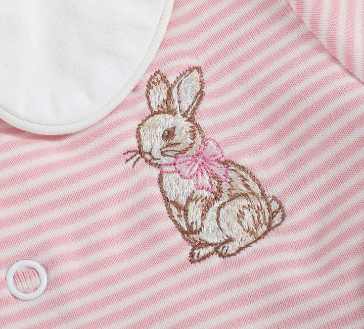 Pink Bunny Embroidered Baby Grow