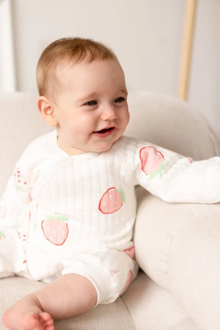 Strawberry Boucle Wrap Romper