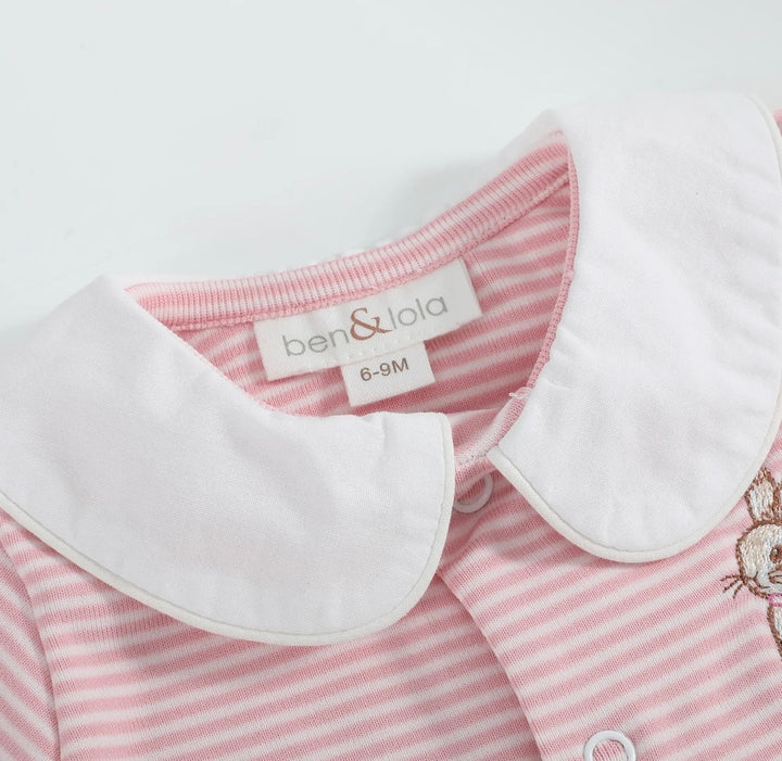 Pink Bunny Embroidered Baby Grow