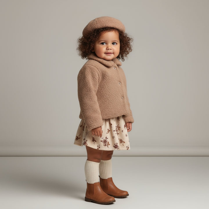 Baby Girls Fur Jacket Dress Set