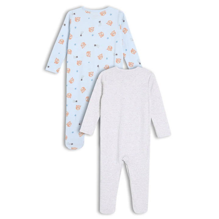 2 Pack Teddy Print Sleepsuits
