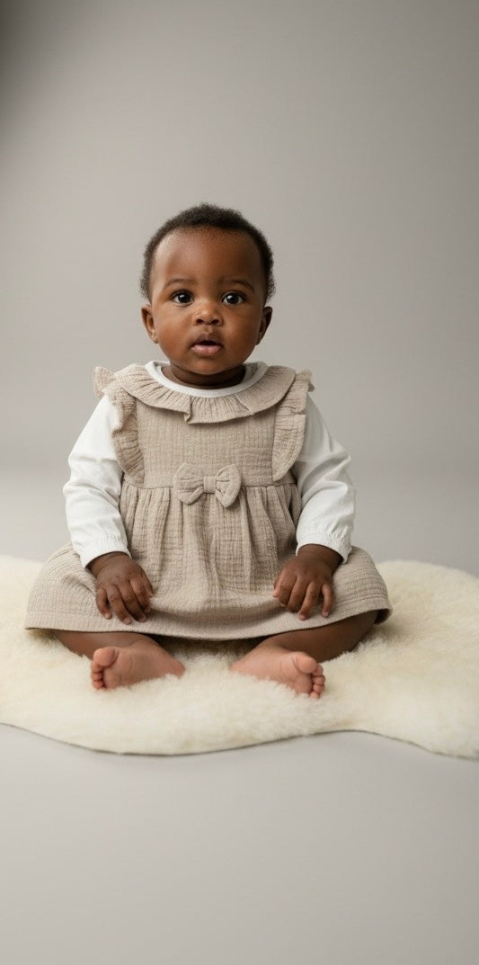 Beige Bow Dress