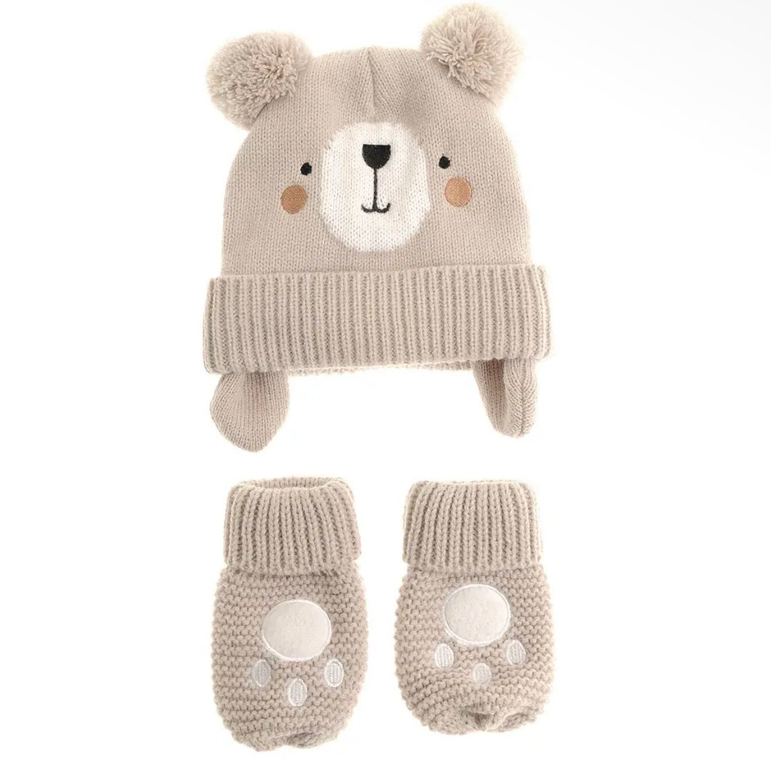 Grey Bear Hat & Mittens
