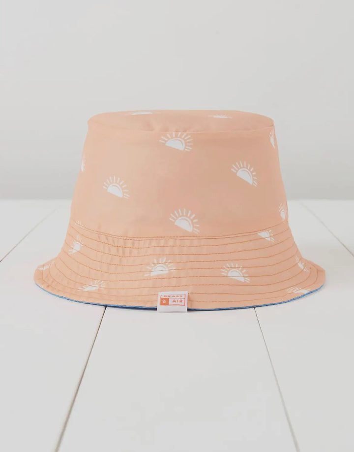 Peach & Cornflower blue reversible sun hat