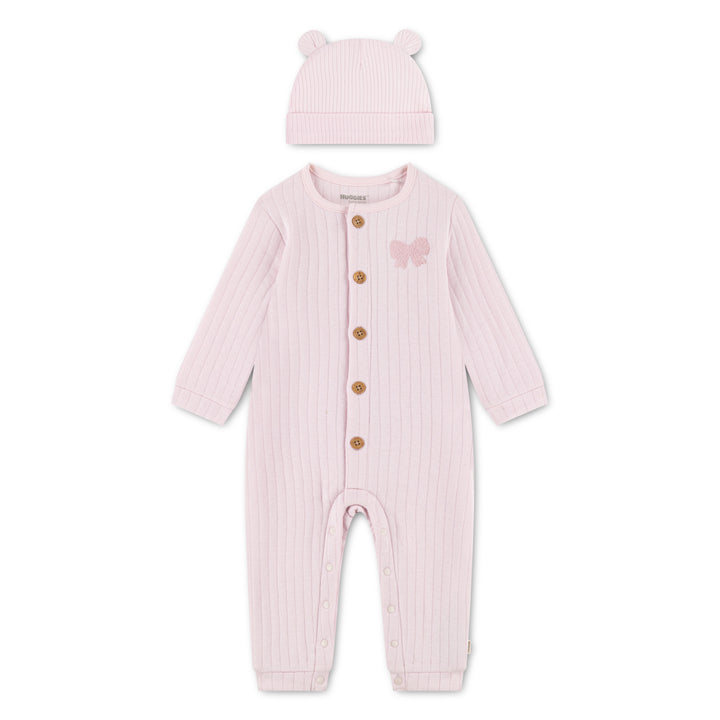 Pink Bow Romper With Hat