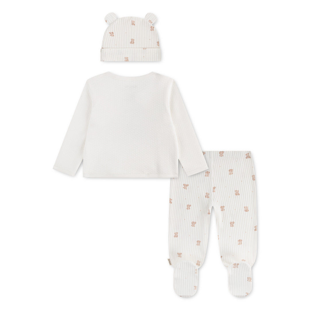 Cream Teddy Set with Hat