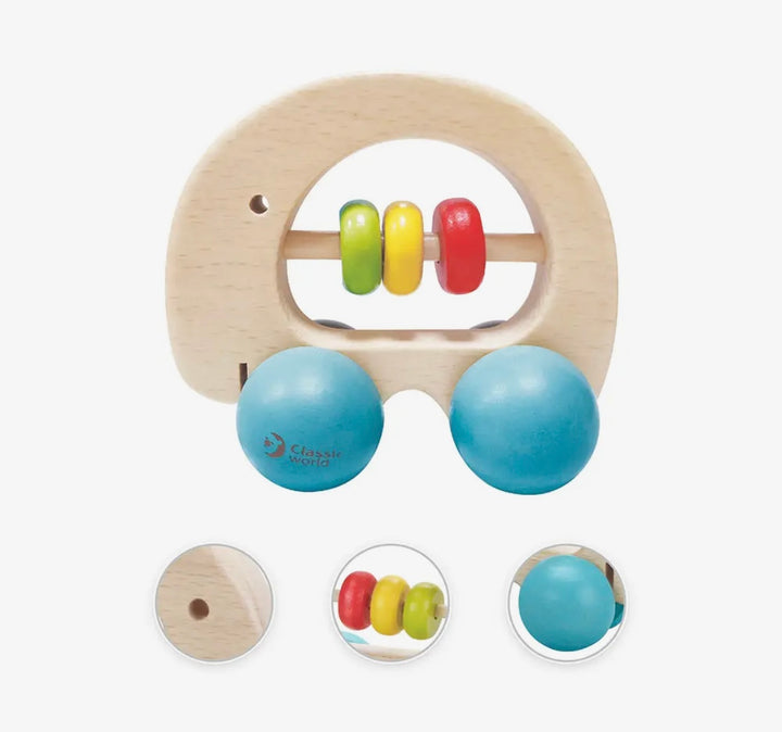 Wooden Elephant Baby Rattle