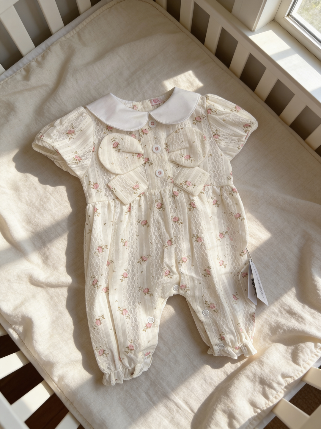 Floral long Romper with bow