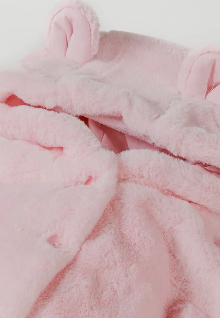 Pink Faux Fur Jacket With Ears