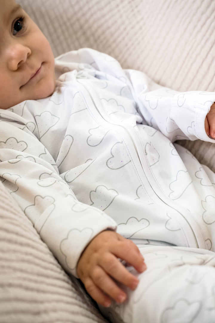 Cloud Print Footless Zip Babygrow