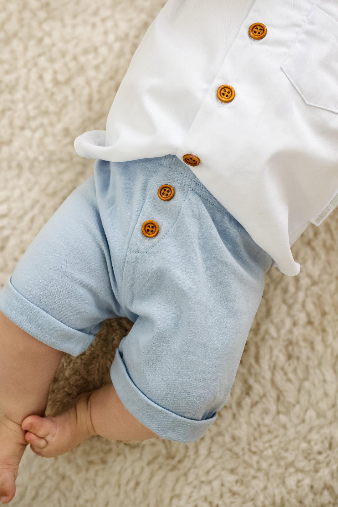 Blue Shorts Set with sunglasses