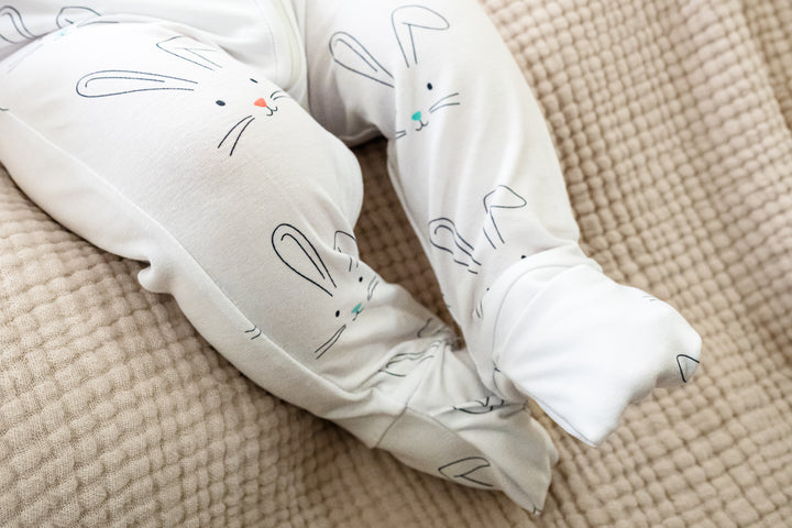 Rabbit Print Footless Zipped Baby grow
