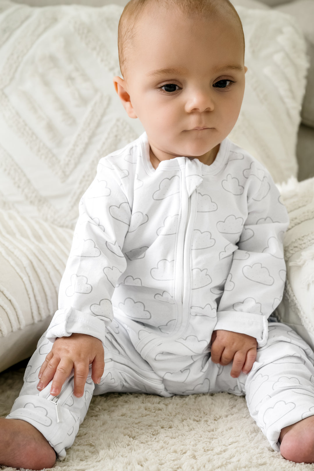 Cloud Print Footless Zip Babygrow