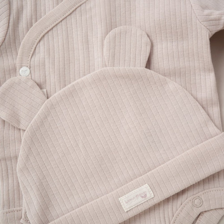Beige Organic 3 piece ribbed set