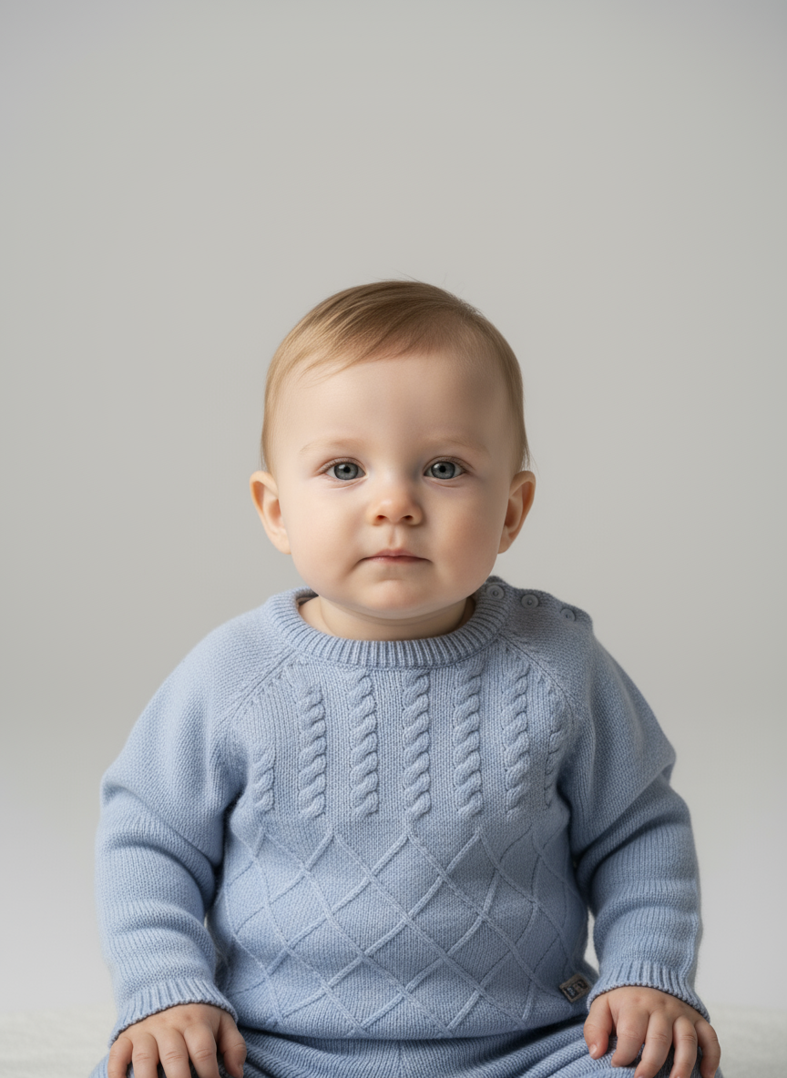 Blue Knitted Two Piece