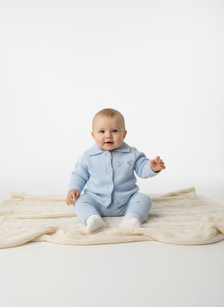 Blue embroidered bunny Cardigan