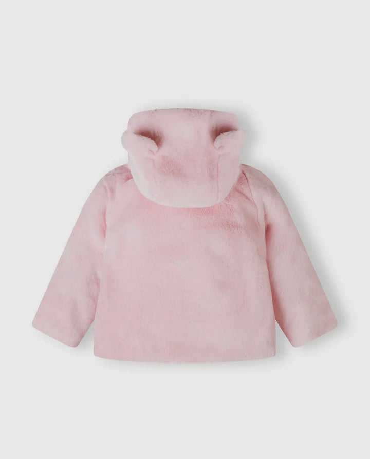 Pink Faux Fur Jacket With Ears