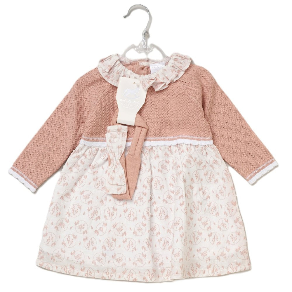 Pink Knitted Woven Dress with headband