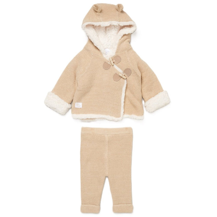Knit hooded Set with Sherpa Lining