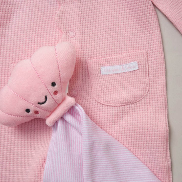 Pink Waffle Romper with toy