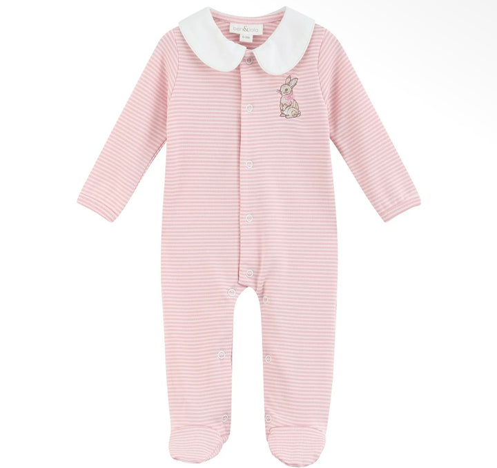 Pink Bunny Embroidered Baby Grow