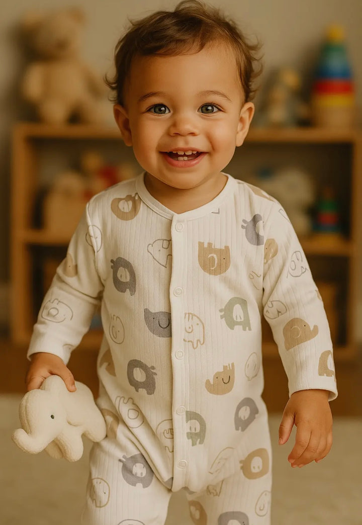 Neutral Elephant Baby Grow