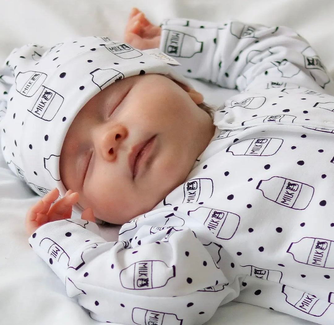 Unisex Milk Bottle Print Baby Grow