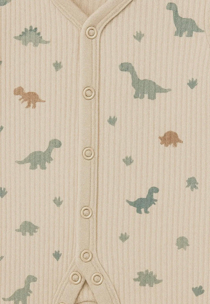 Neutral Dinosaur Ribbed Baby grow