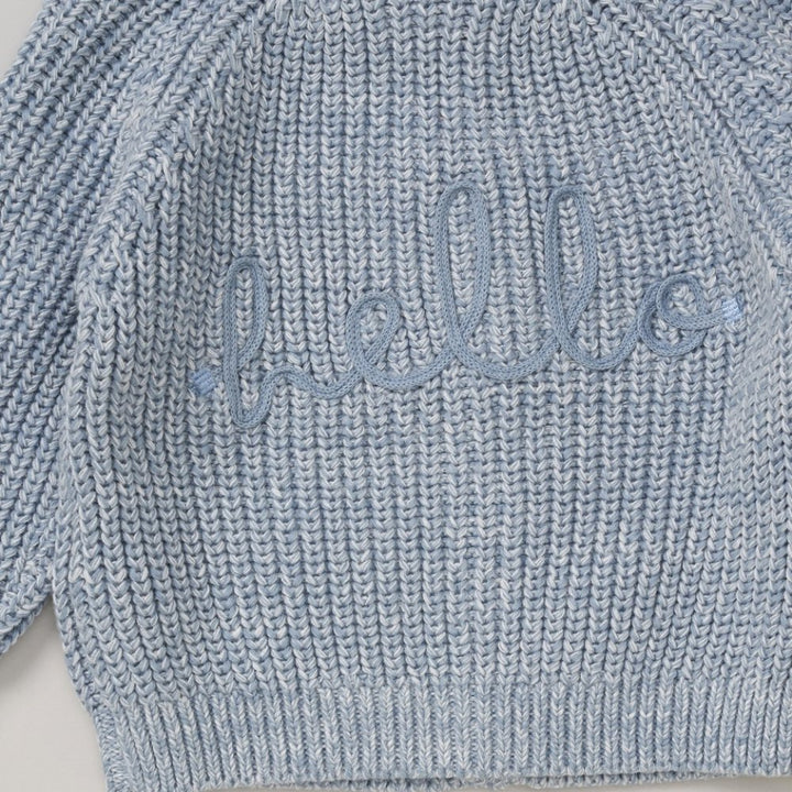 Blue 'Hello' Cardigan
