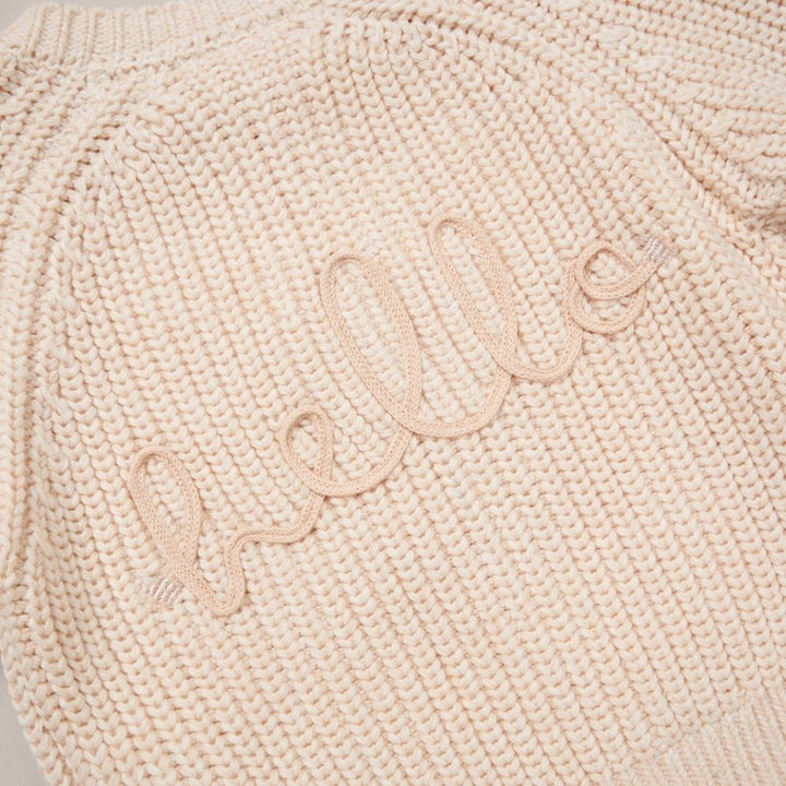 Cream ‘Hello’ Cardigan