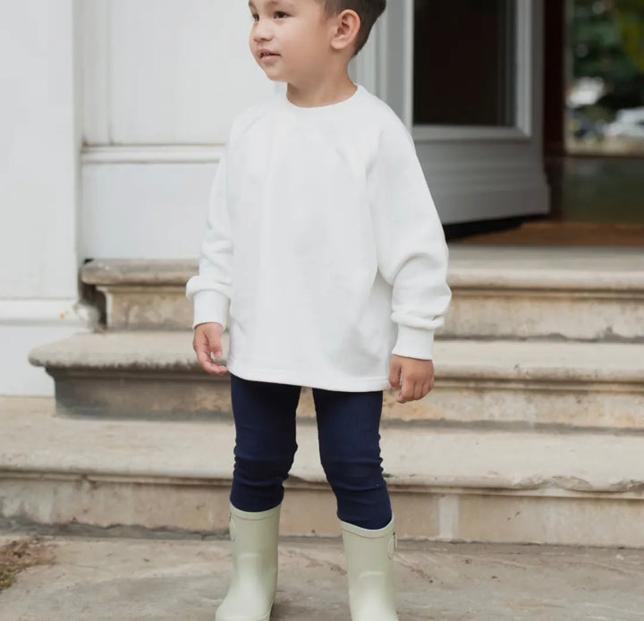 Navy Ribbed Leggings