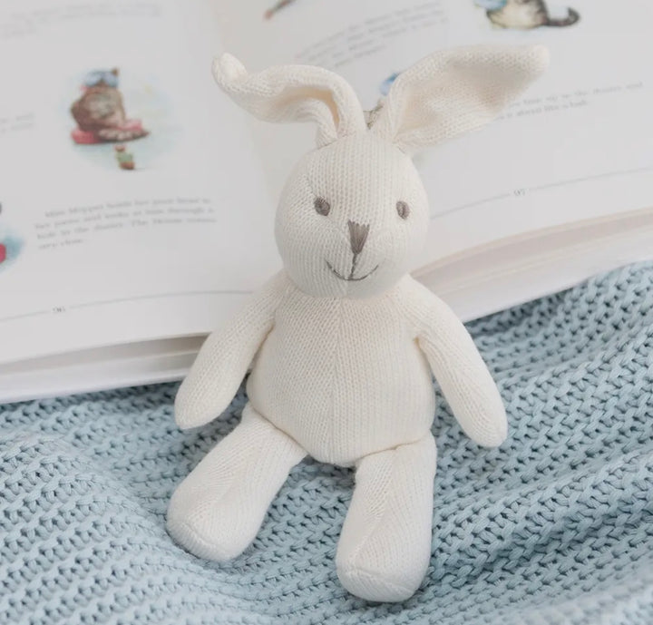 Knitted Organic Cotton White Bunny Rattle