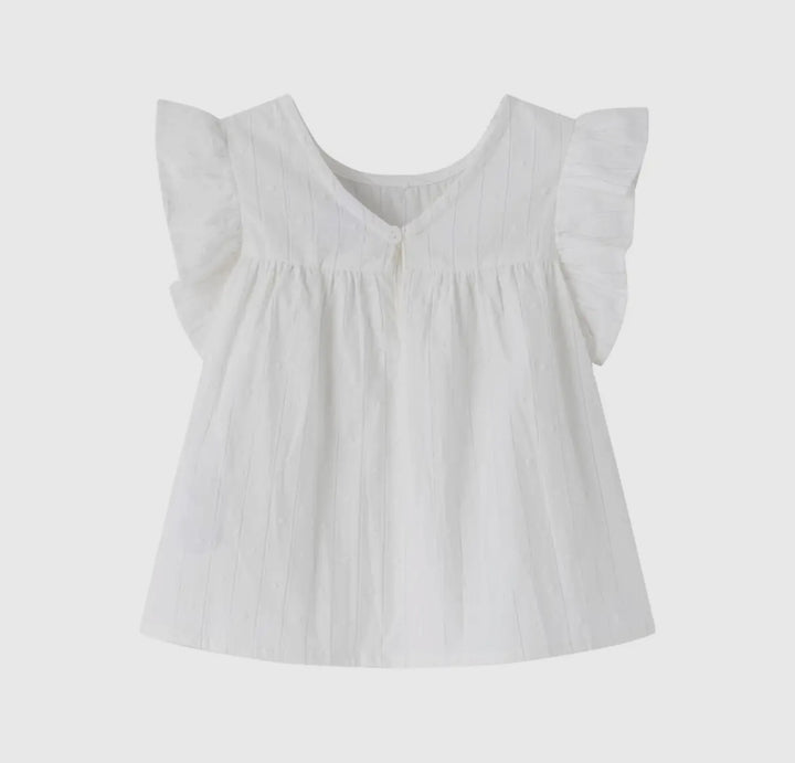 Cotton Ruffle Sleeveless Blouse