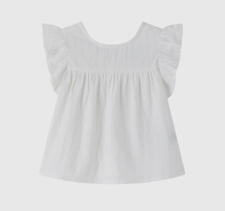 Cotton Ruffle Sleeveless Blouse