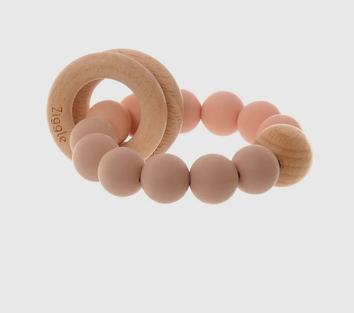Wooden Teether & Rattle - Blush