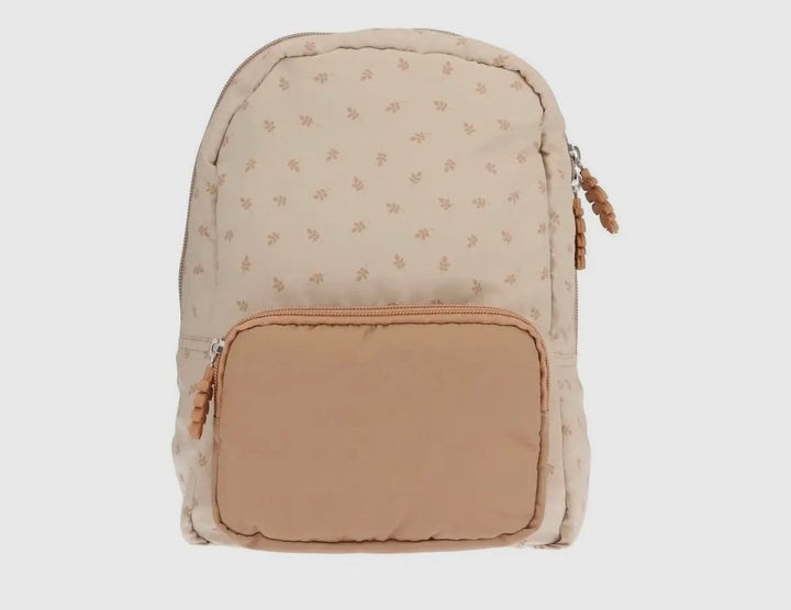 Beige Padded leaves backpack