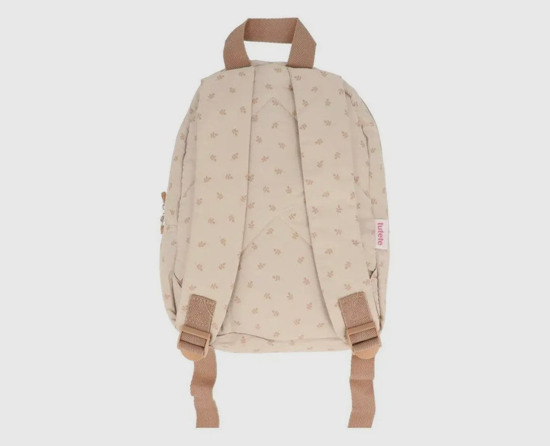 Beige Padded leaves backpack