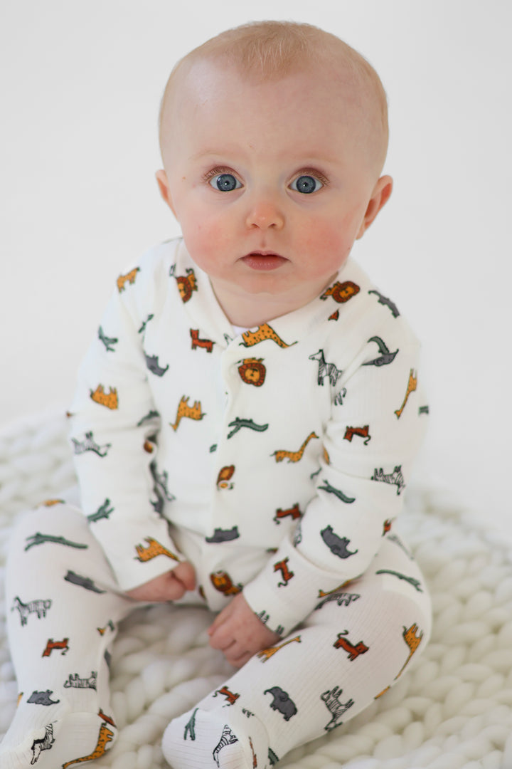 100% Cotton Animal Print baby grow