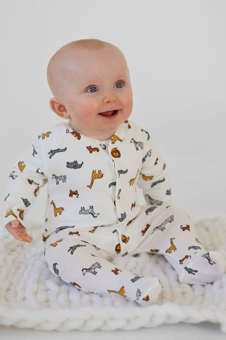 100% Cotton Animal Print baby grow