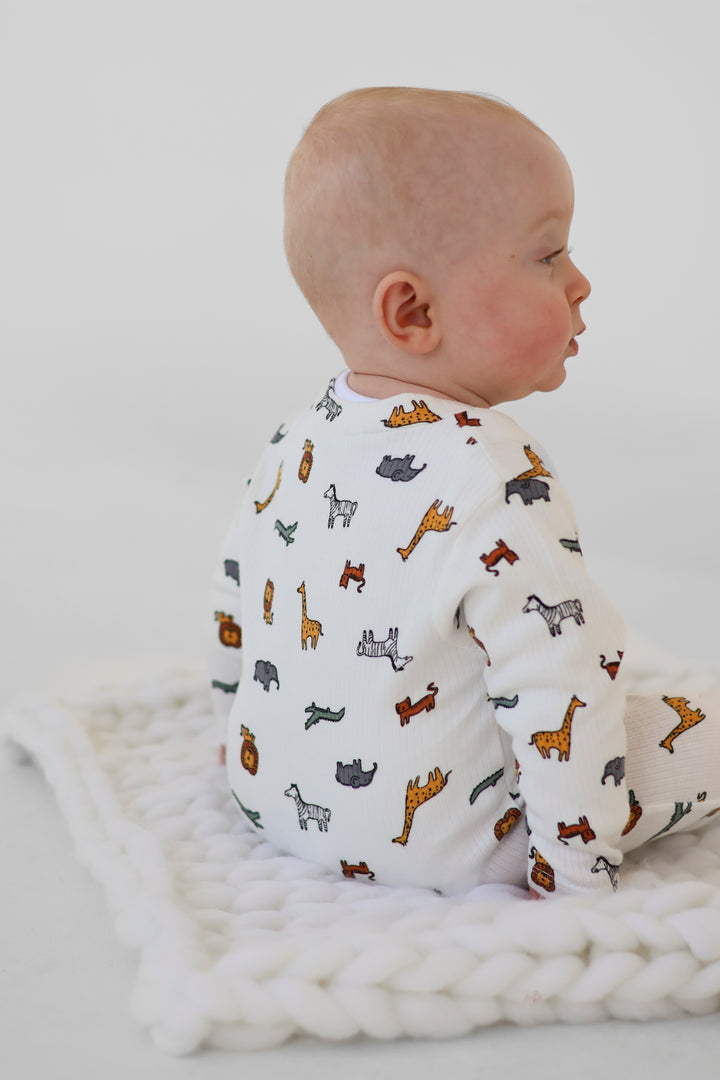 100% Cotton Animal Print baby grow