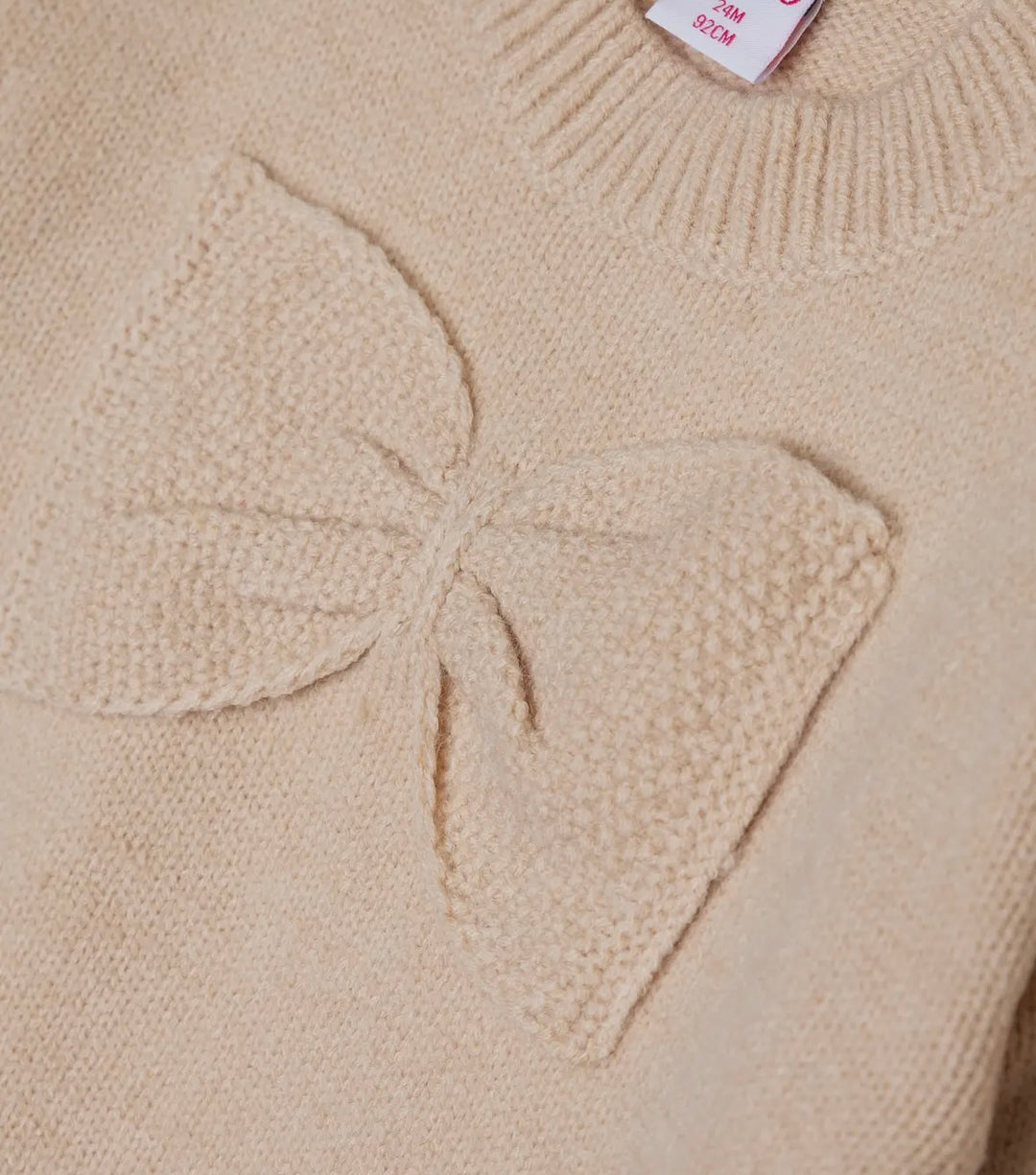 Beige Bow Knitted Jumper