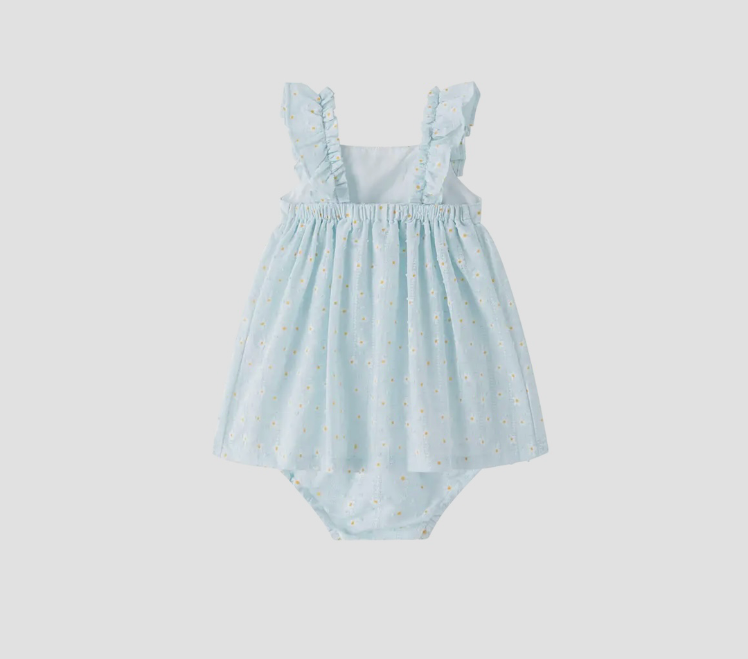 Baby Blue Daisy Summer Dress With Pants
