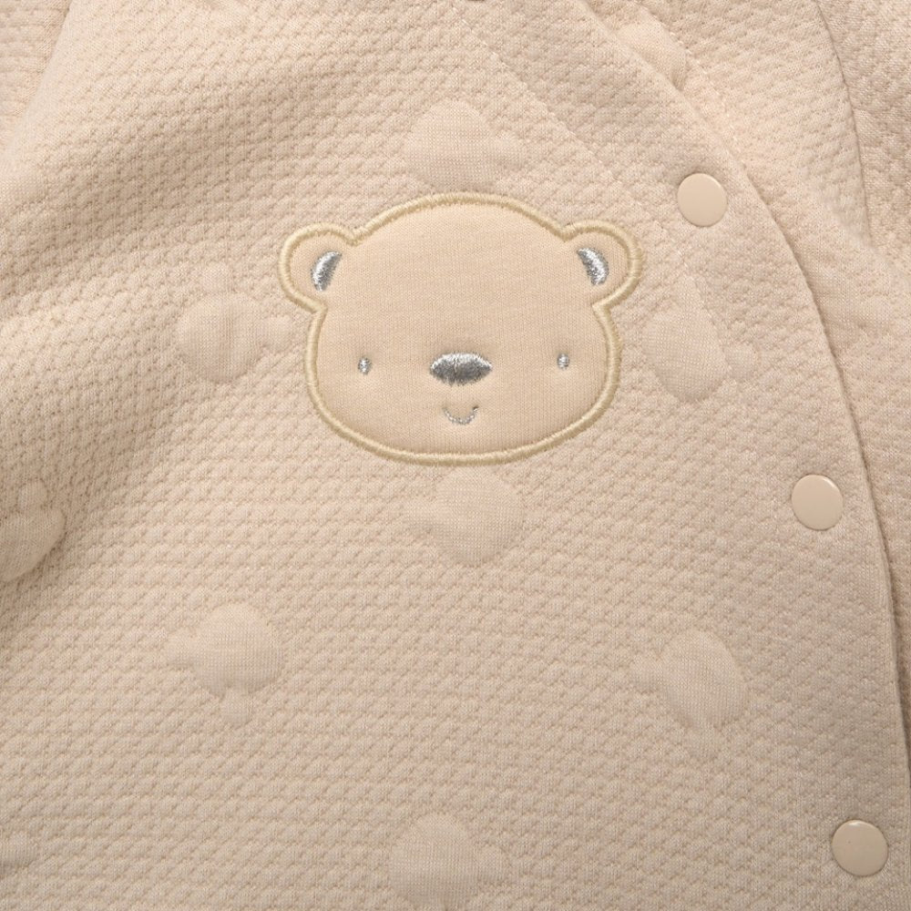 Beige Quilted Jacquard Set